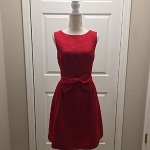 Chic Red Bow Midi Dress